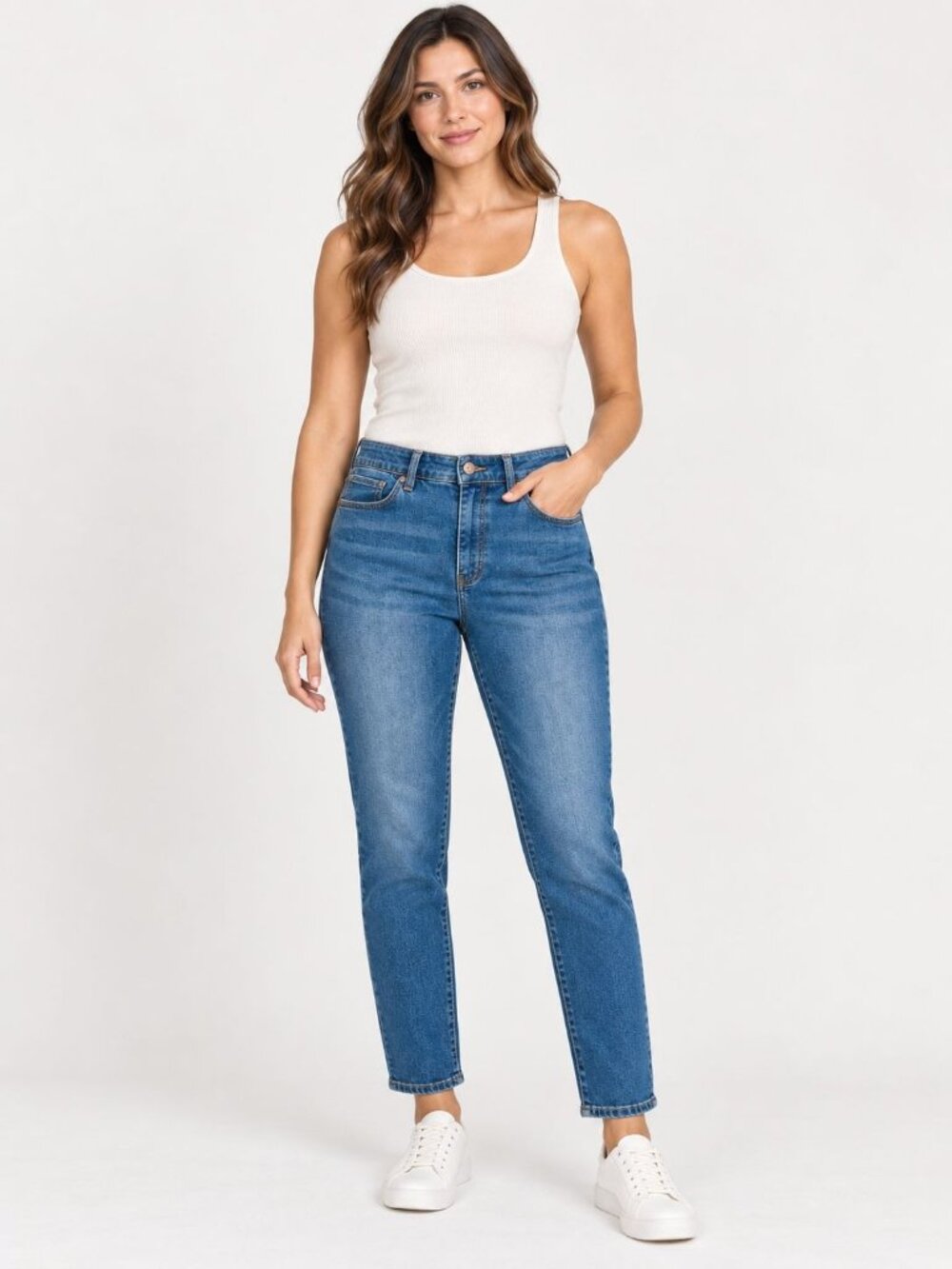 Soft Surroundings Womens High Rise Jeans Tapered Leg Stretch Denim Size L